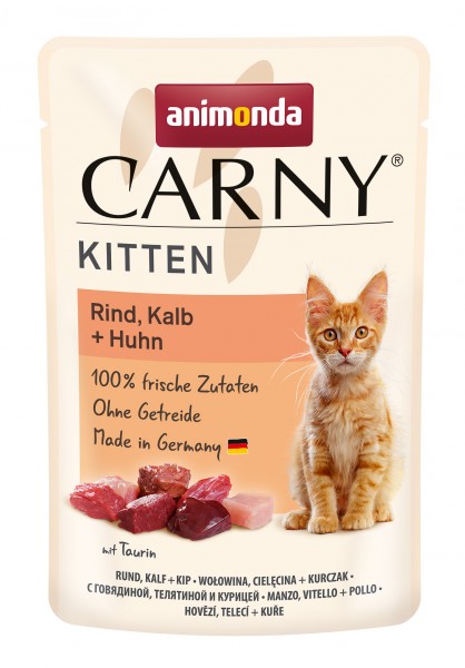 Carny  wołowina, cielęcina + kurczak kitten 85g (83076)