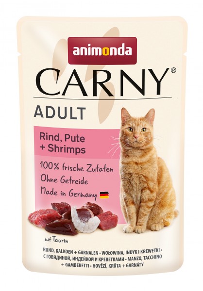 Carny  wołowina, indyk + krewetki adult 85g (83079)